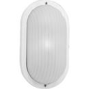 3-3/4 in. 60W 1-Light Outdoor Wall Sconce with UV Stabilized Ribbed Frosted Polycarbonate Oval Lens Glass in White