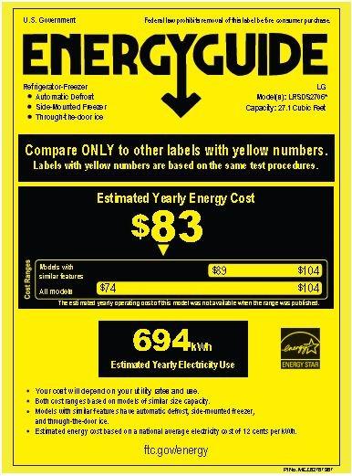 LG Electronics Stainless Steel 35-7/8 in. 27 cu. ft. Side-By-Side Refrigerator 