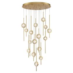 23-1/2 x 32 in. 90W -Tier 16-Light LED Transitional Chandelier in Brass Anodized Aluminum