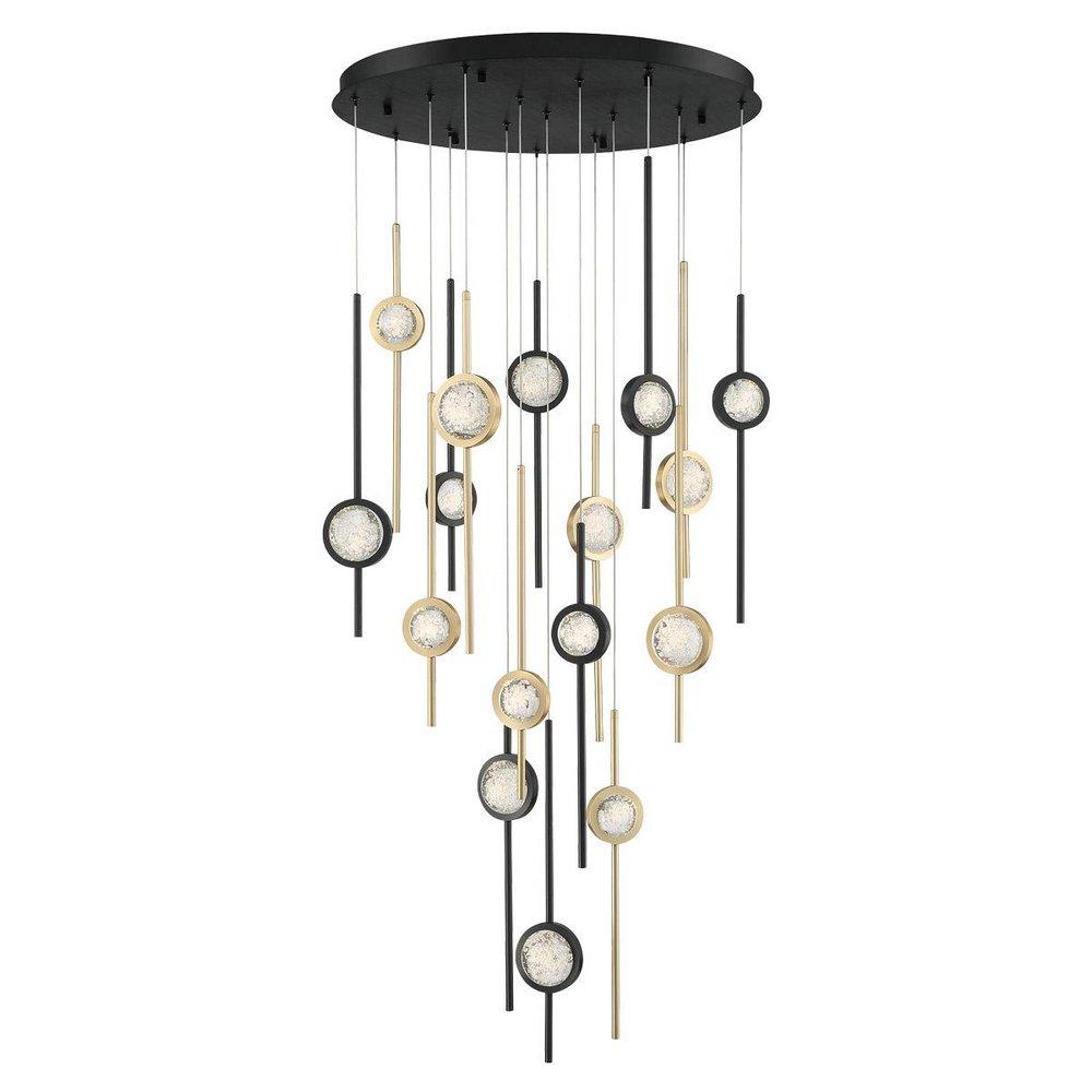 Eurofase Black Anodized Aluminum 23-1/2 x 32 in. 90W -Tier 16-Light LED Transitional Chandelier 