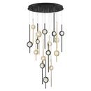 Eurofase Black Anodized Aluminum 23-1/2 x 32 in. 90W -Tier 16-Light LED Transitional Chandelier 