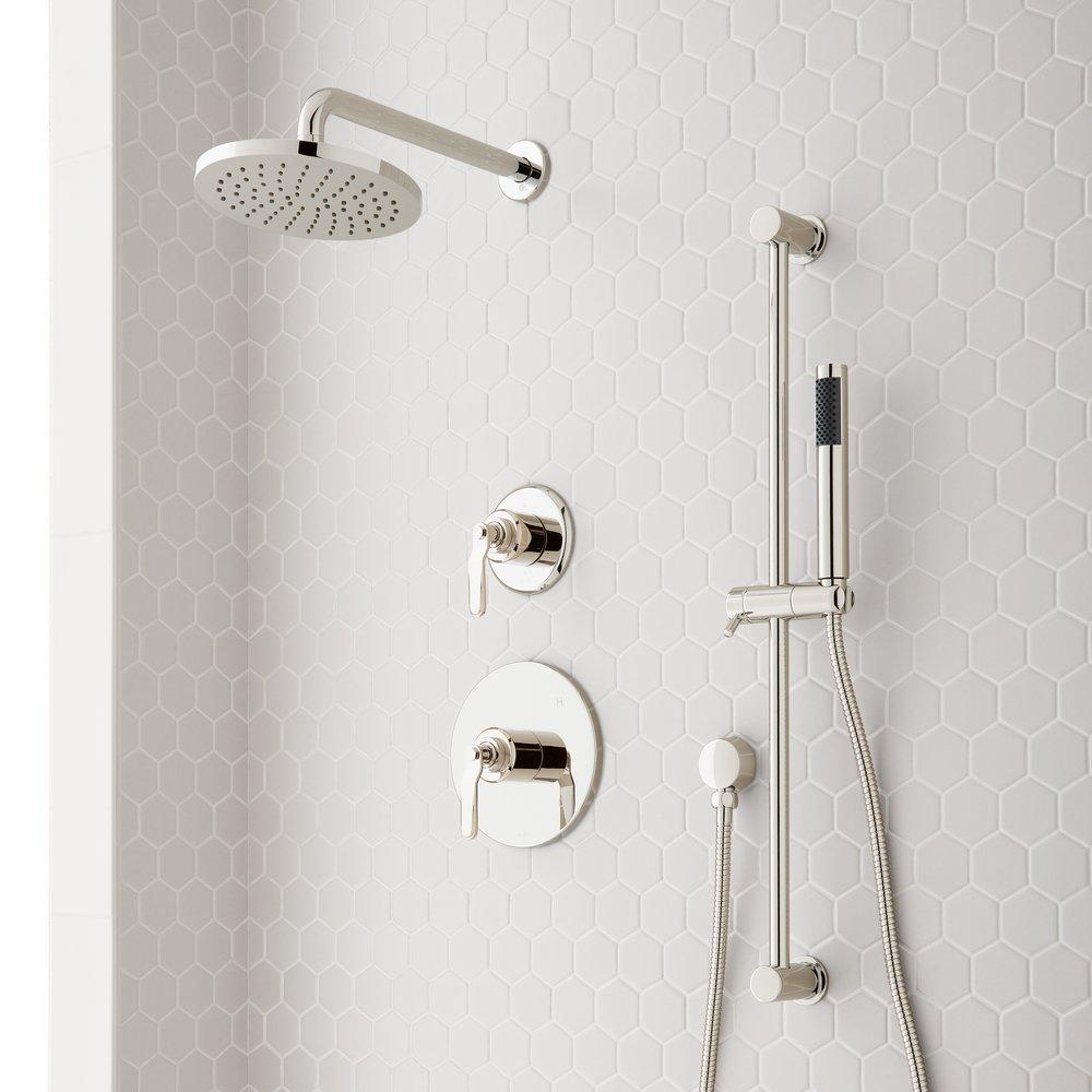 Signature Hardware Polished Nickel Two Handle Single Function Shower System 