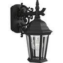 1 Light 100W Outdoor Wall Lantern with Scroll Arm and Clear Beveled Glass Black