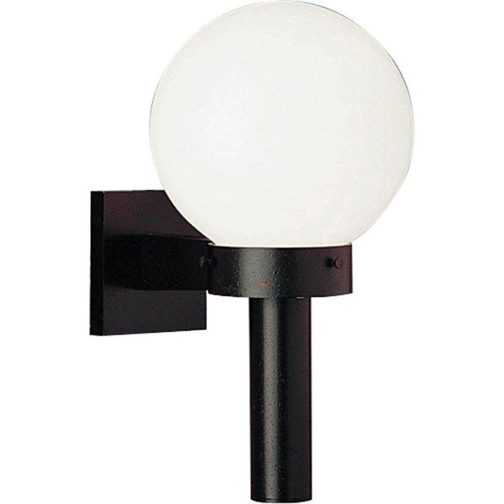 Progress Lighting Black 10 in. 100W 1-Light Outdoor Wall Sconce with White Shatter Resistant Acrylic Glass 