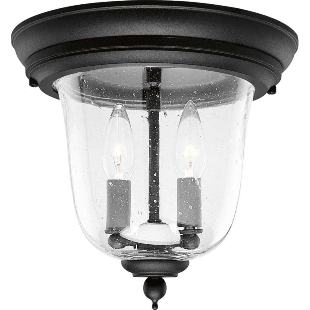 Progress Lighting Textured Black 60 W 2-Light Candelabra Flush Mount Ceiling Fixture 