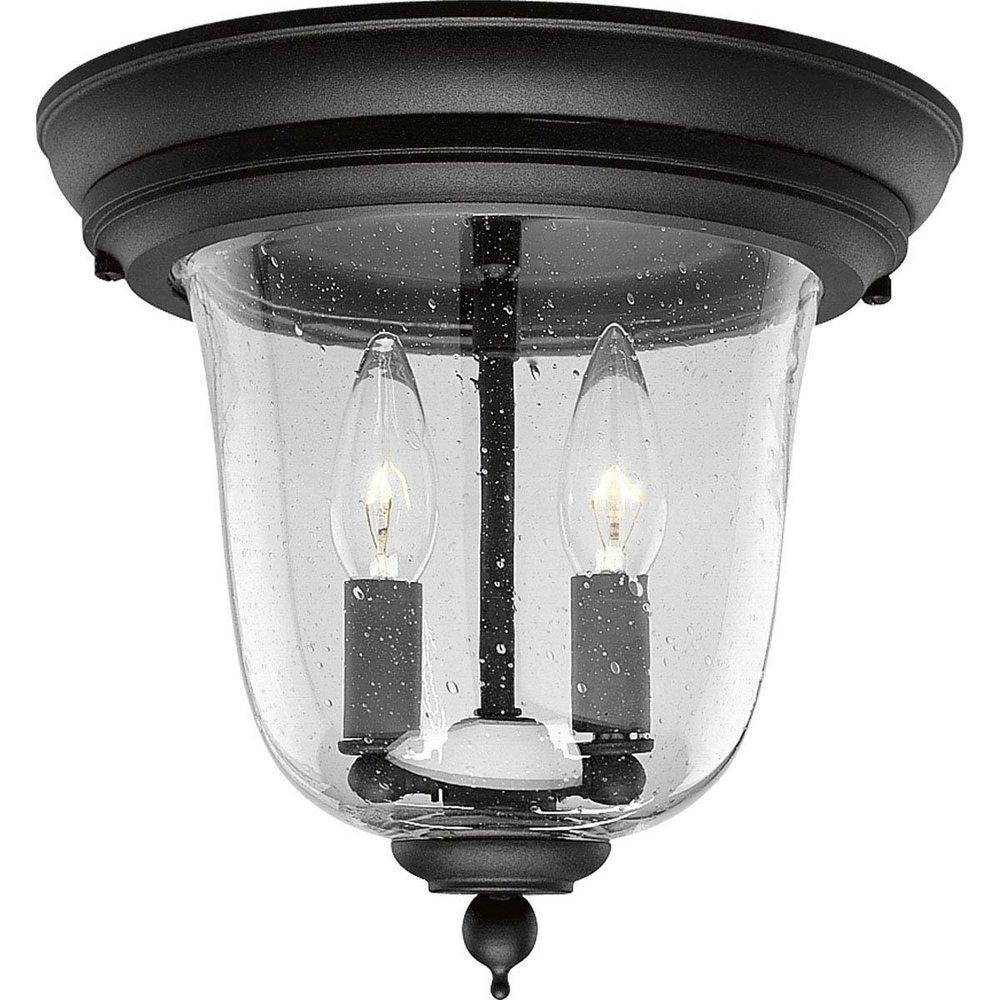 Progress Lighting Textured Black 60 W 2-Light Candelabra Flush Mount Ceiling Fixture 