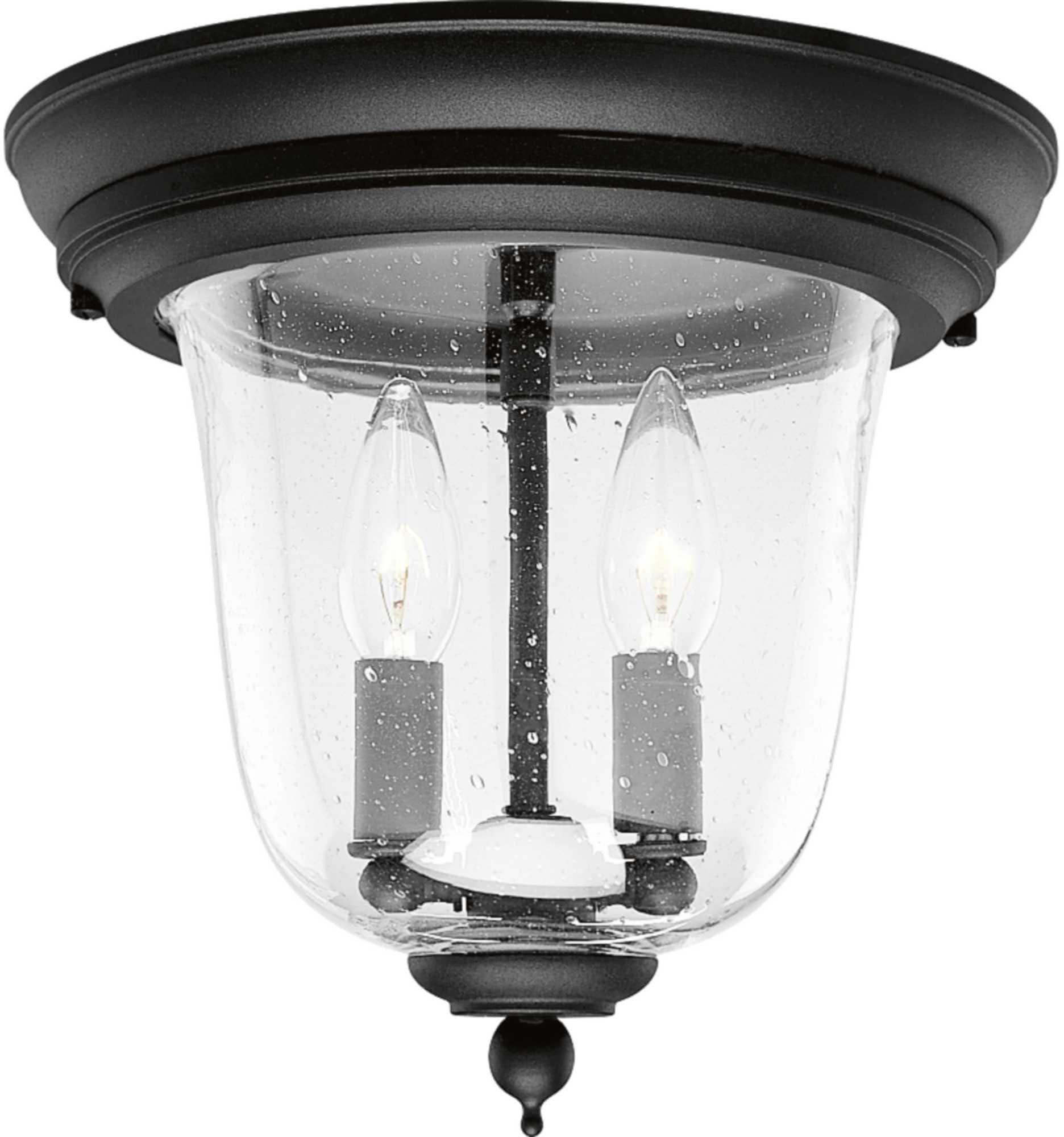 Progress Lighting Textured Black 60 W 2-Light Candelabra Flush Mount Ceiling Fixture 