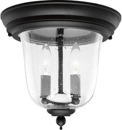60 W 2-Light Candelabra Flush Mount Ceiling Fixture in Black