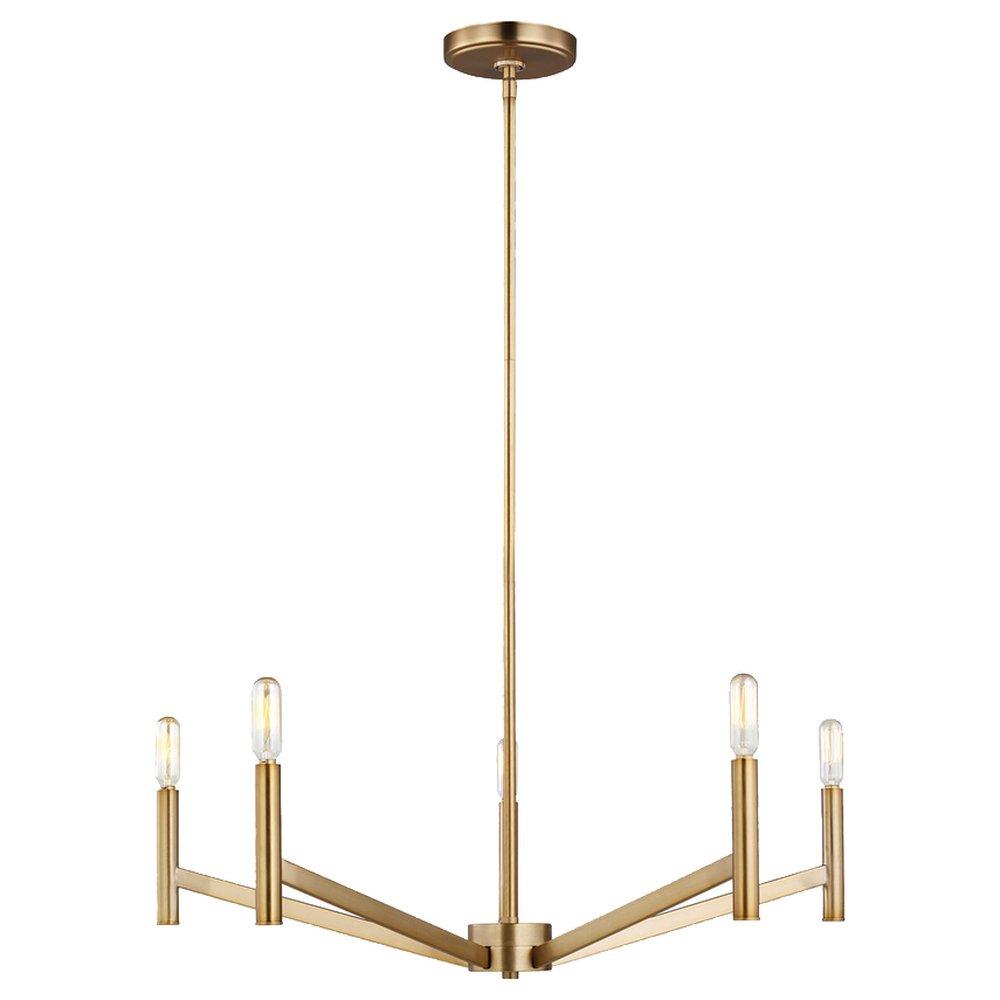 Visual Comfort & Co. Studio Satin Brass 16-3/4 x 28 in. 60W 1-Tier 5-Light Contemporary Chandelier 