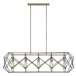 12 x 12 in. 60W 5-Light Geometric, Mid-century Modern, Modern and Vintage Chandelier in Satin Brass