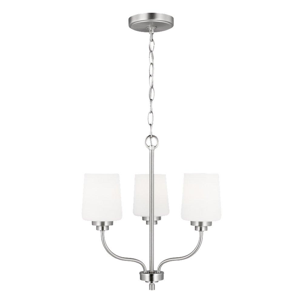 Visual Comfort & Co. Generation Lighting Brushed Nickel 16-1/2 x 18 in. 75W 1-Tier 3-Light Incandescent Transitional Chandelier 