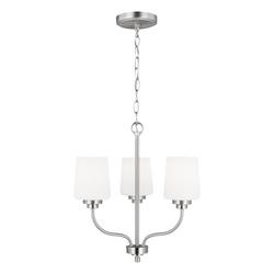 16-1/2 x 18 in. 75W 1-Tier 3-Light Incandescent Transitional Chandelier in Brushed Nickel