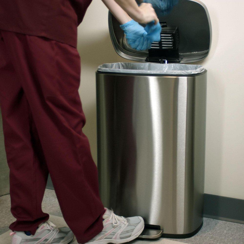 HLS Commercial Silver 12-1/2 x 26 x 16-3/4 in. Stainless Steel Waste Container in Silver 