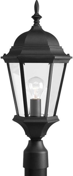 100W 1-Light Medium Base Post Lantern in Black