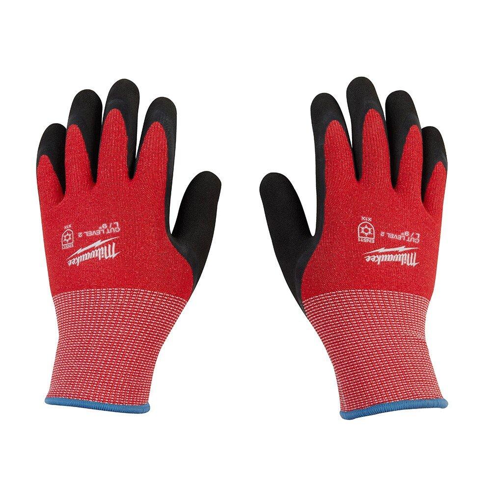 Milwaukee&reg; Black Cotton and Rubber Carpentry, Dipped, High Dexterity Applications, Light Material Handling, Maintenance, Winter Reusable Winter Lined Gloves in Black and Red 