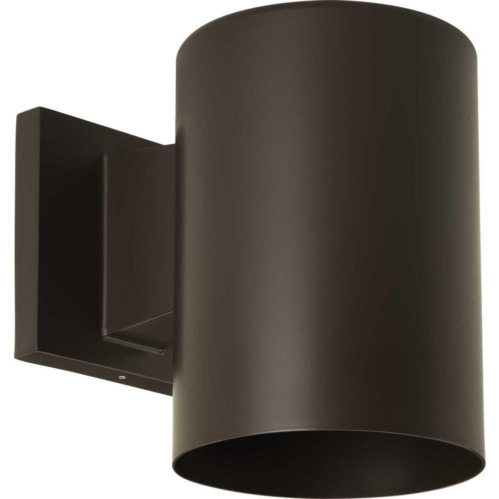 Progress Lighting Antique Bronze 1-Light 75W 7 in. Outdoor Wall Sconce with Metal Cylinder Shade 
