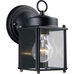 1-Light 100W Medium E-26 4-1/2 in. Outdoor Wall Sconce Lantern in Black