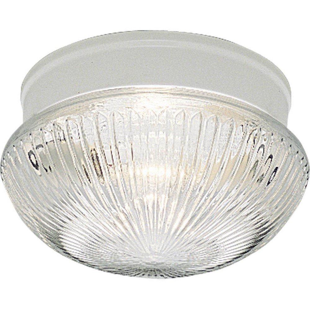 Progress Lighting White 60 W 2-Light Medium Fitter Close-to-Ceiling Fixture with Clear Prismatic Glass 