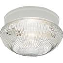 60 W 2-Light Medium Fitter Close-to-Ceiling Fixture with Clear Prismatic Glass in White