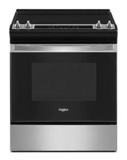 30"W  4.8 cu. ft. 4-Burner Radiant Flat Electric Slide-in Range with Frozen Bake in Stainless Steel