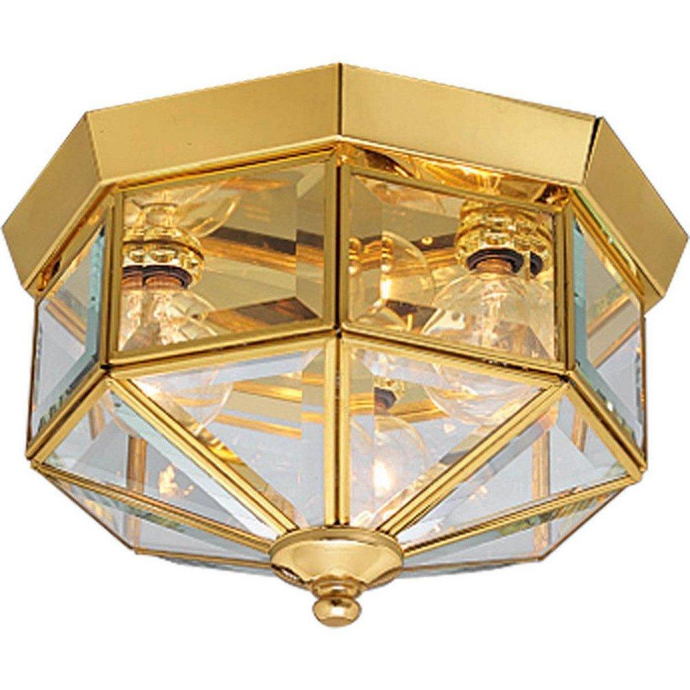 Progress Lighting Polished Brass 25W 3-Light Outdoor Ceiling Lantern 