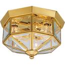 25W 3-Light Outdoor Ceiling Lantern in Polished Brass