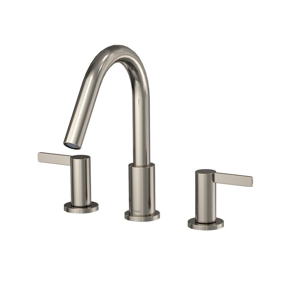 TOTO GF TWO LEVER HANDLE DECK-MOUNT ROMAN TUB FILLER TRIM POLISHED NICKEL  - TBG11201UA#PN 