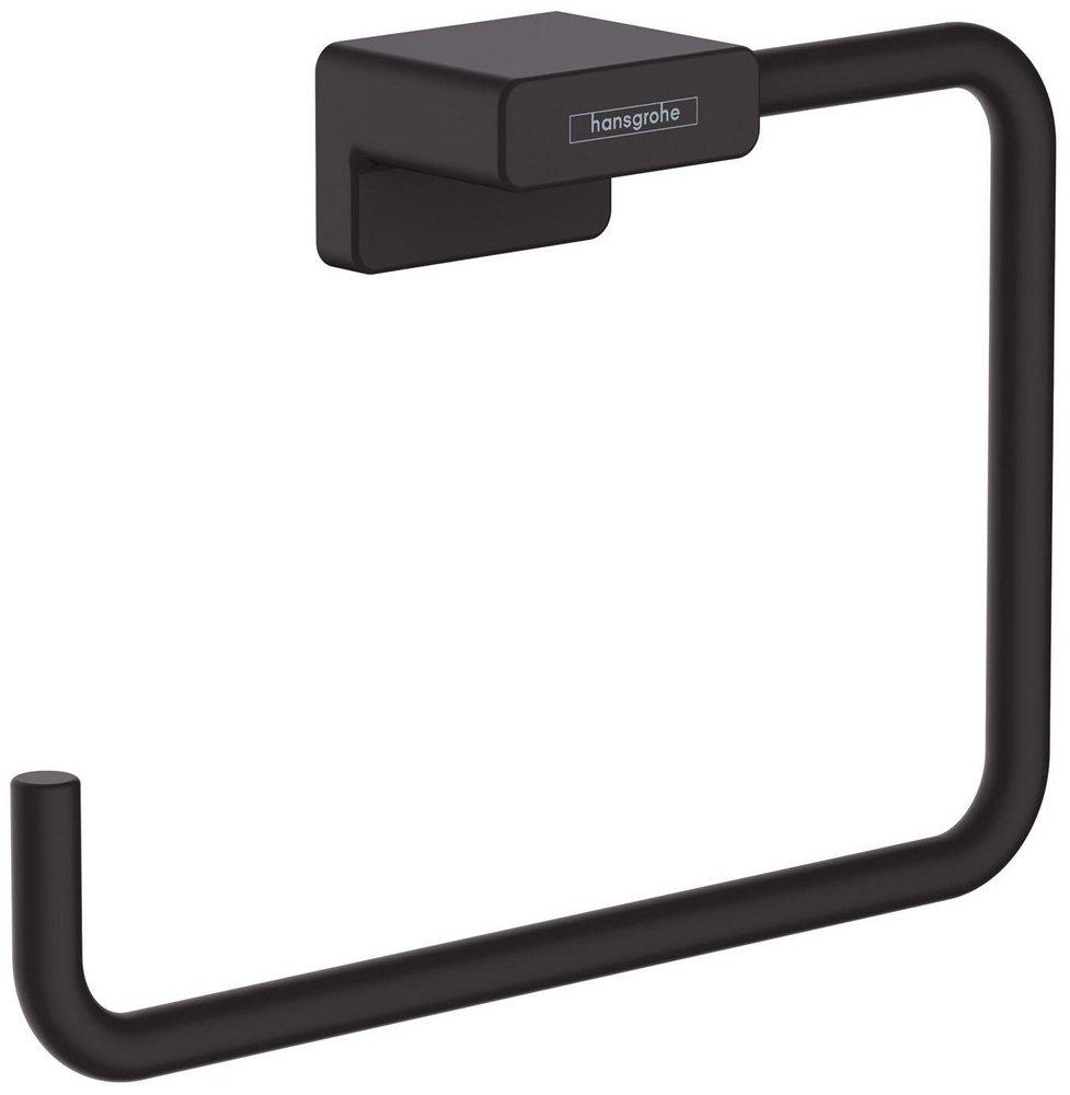 Hansgrohe Matte Black Rectangular Open Towel Ring 