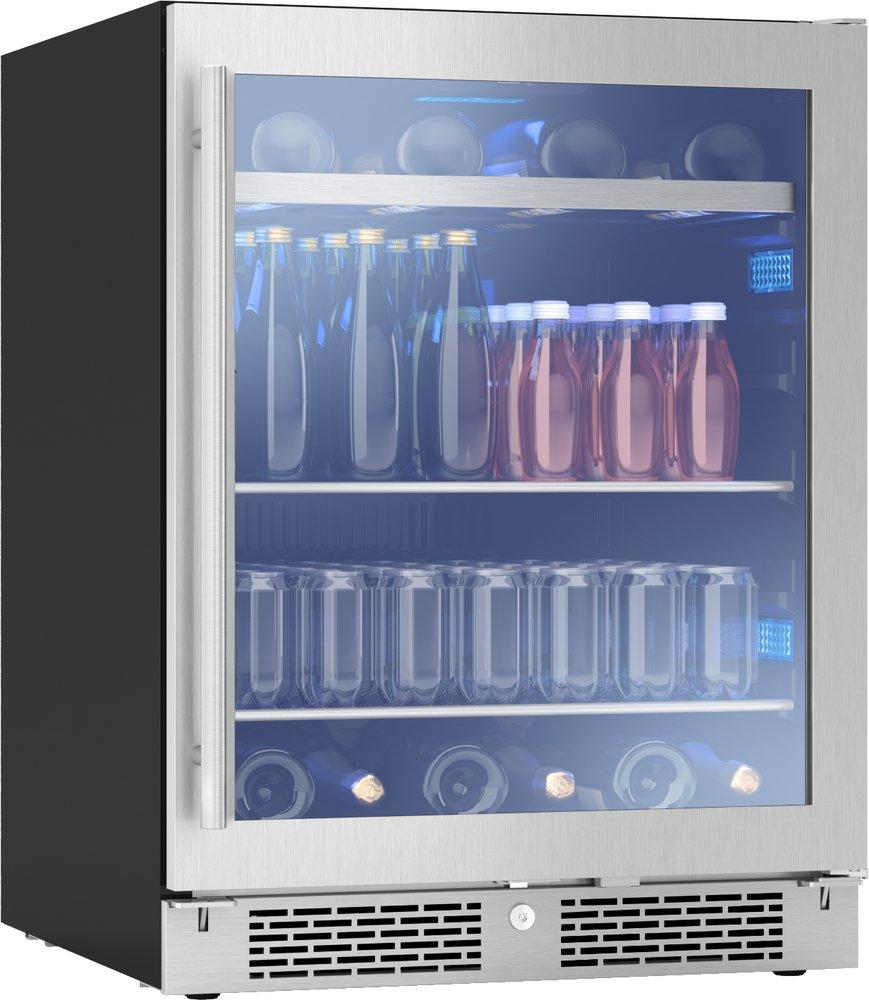 24 in. Single Zone Beverage Cooler in Stainless Steel with Reversible Door & Lock 