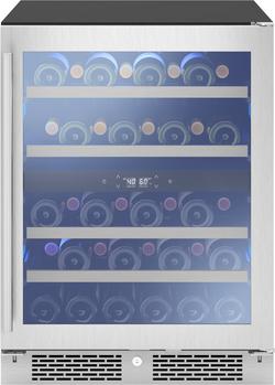 24 in. Dual Zone Compact Wine Cooler in Stainless Steel with Reversible Door & Lock