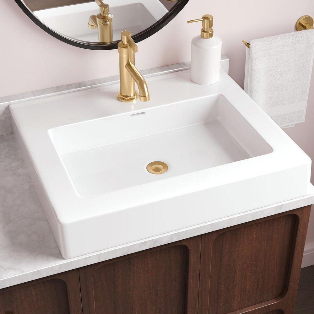 Signature Hardware White Top Mount Bathroom Sink 