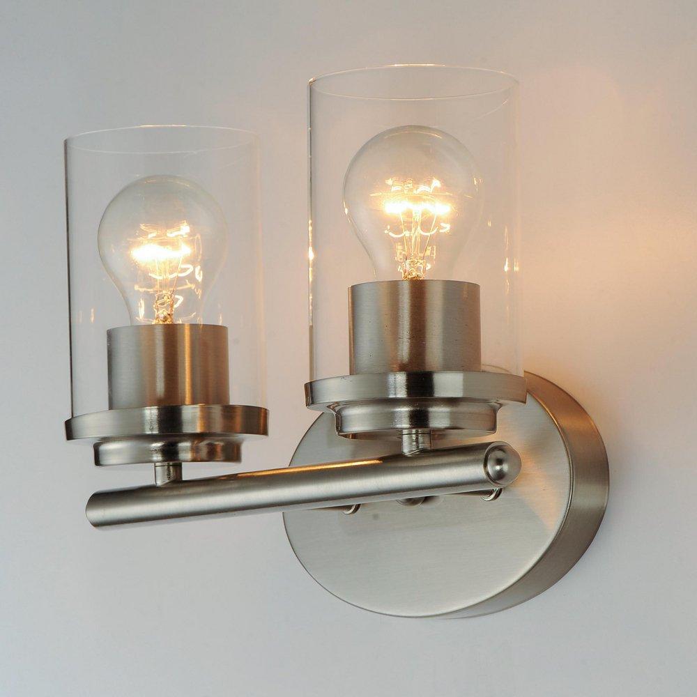 60W 2-Light Medium E-26 Vanity Fixture in Satin Nickel 