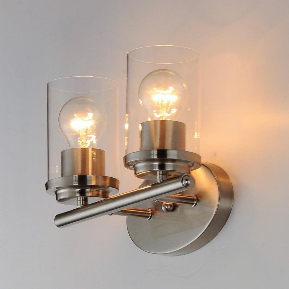 60W 2-Light Medium E-26 Vanity Fixture in Satin Nickel 