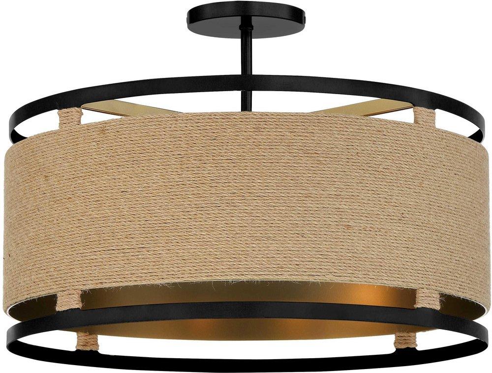 Semi-Flush Mount Ceiling Light Fixture in Brown 