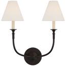 6W 2-Light 18-3/4 in. Wall Sconce in Aged Iron