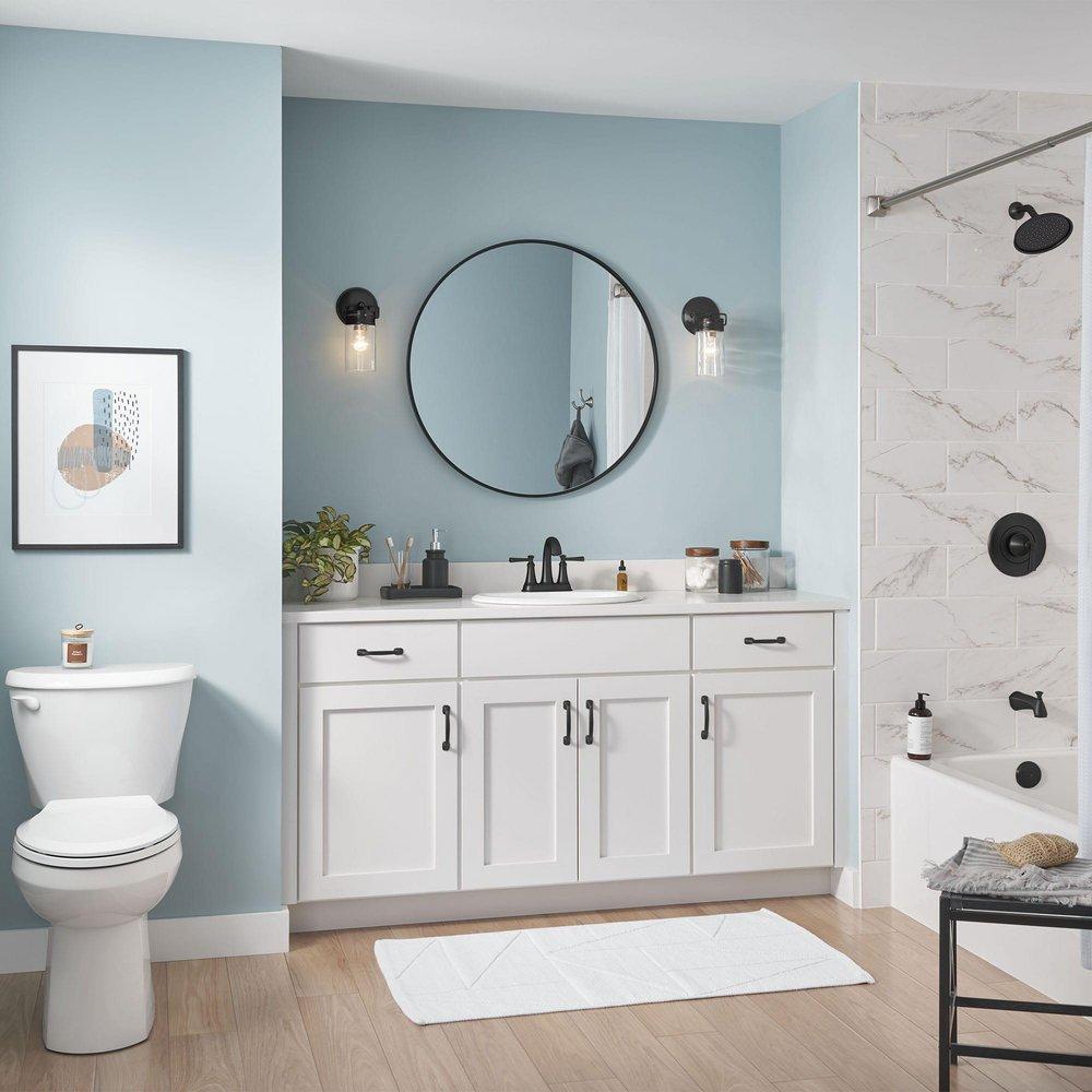 Two Handle Centerset Bathroom Sink Faucet in Matte Black 