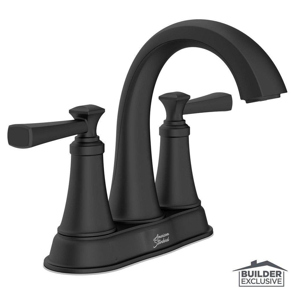 Two Handle Centerset Bathroom Sink Faucet in Matte Black 