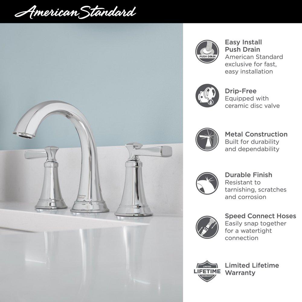 Two Handle Widespread Bathroom Sink Faucet in Polished Chrome 