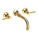 Two Handle Wall Mount Bathroom Sink Faucet in Uncoated Polished Brass - Living