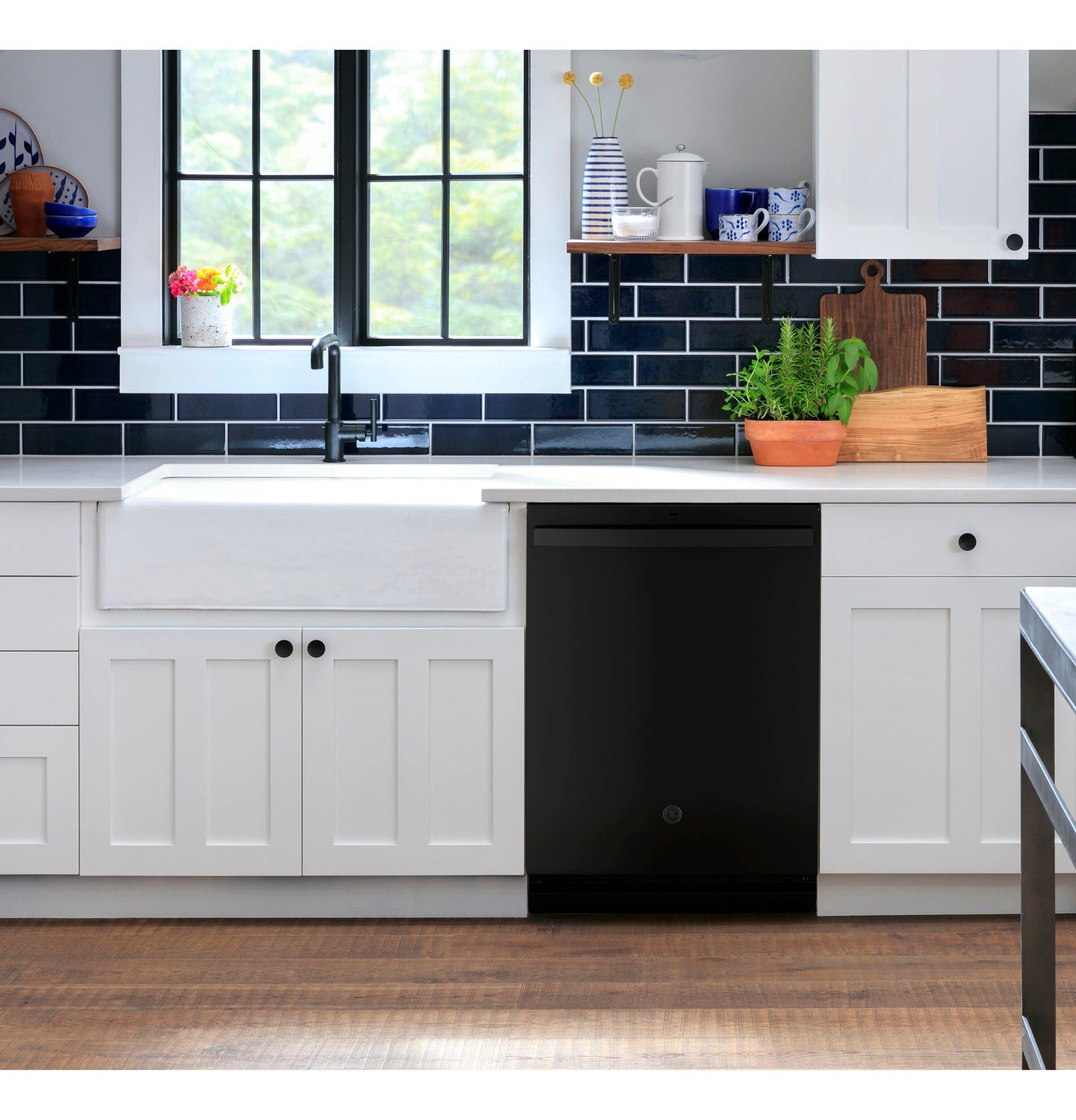 GE&reg; Black 23-3/4 in. Built-in Dishwasher 