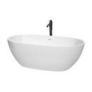 JUNO 67 INCH FREESTANDING BATHTUB IN WHITE W/ SHINY WHITE TRIM & FLOOR MOUNTED FAUCET IN MATTE BLACK 