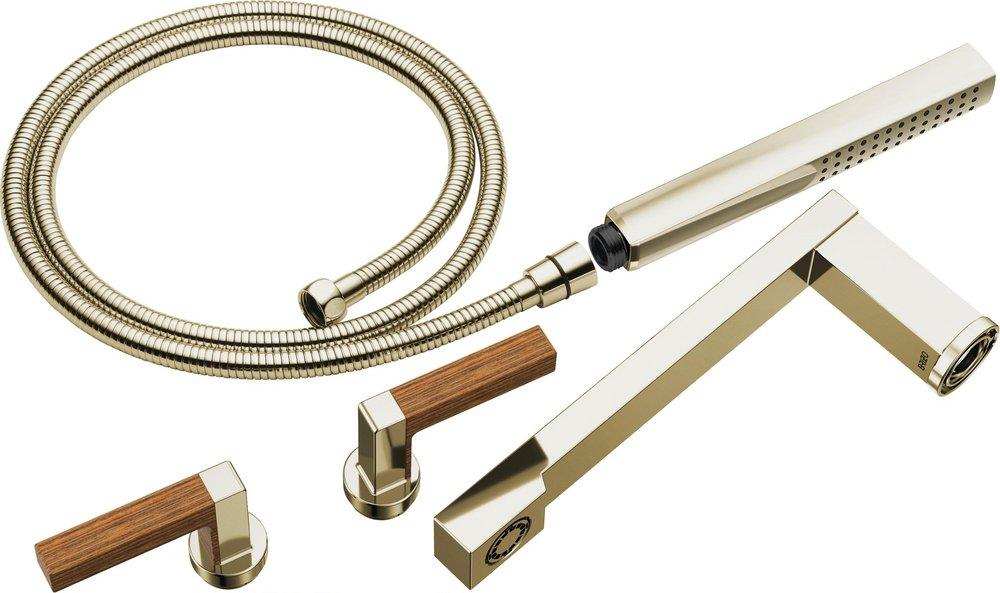 Brizo Polished Nickel Wood Two Handle Wall Mount Filler (Trim Only) 