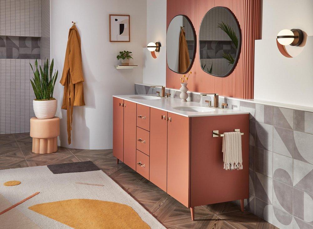 Brizo Polished Nickel Wood No Handle Widespread Bathroom Sink Faucet 