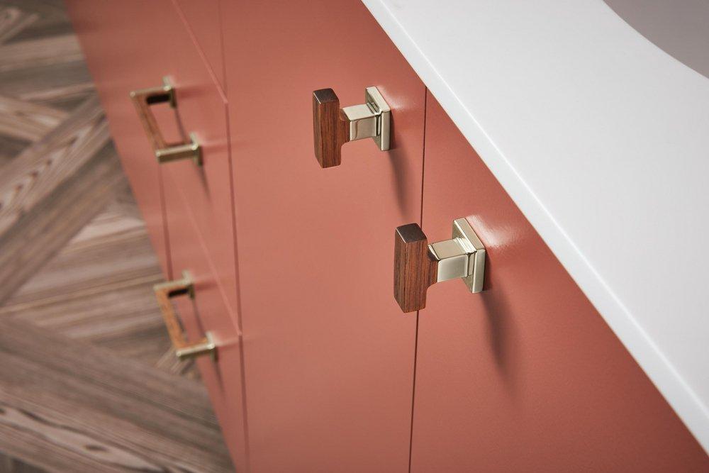 Drawer Knob in Polished Nickel Wood 