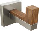 1-Hook Robe Hook in Luxe Nickel with Teak Wood