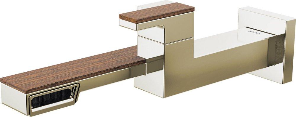 Brizo Polished Nickel Wood Single Handle Monoblock Bathroom Sink Faucet 