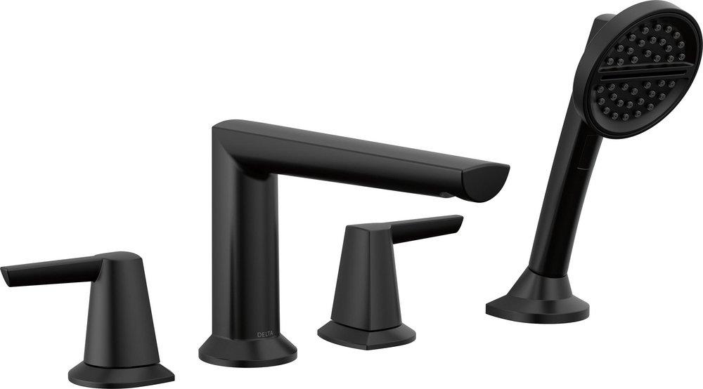 CCY 1.75 GPM GALEON 4-HOLE ROMAN TUB TRIM WITH HAND SHOWER MATTE BLACK 