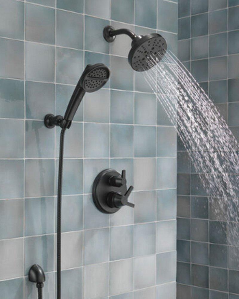 Delta Faucet Matte Black Two Handle Pressure Balancing Valve Trim 