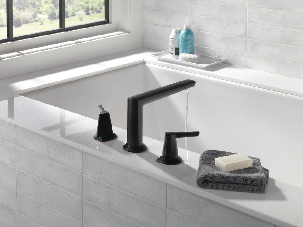Delta Faucet Matte Black Two Handle Roman Tub Faucet Only (Trim Only) 