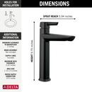 Delta Faucet Matte Black Single Handle Monoblock Bathroom Sink Faucet 